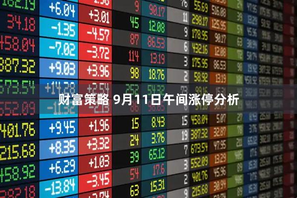 财富策略 9月11日午间涨停分析